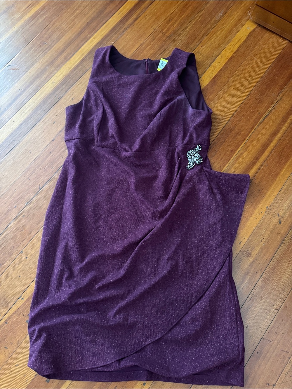 Sleeveless Sparkle Sheath Dress in Deep Plum - Elegant Evening